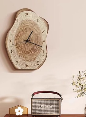 中古原木风桌面时钟摆台小众摆件