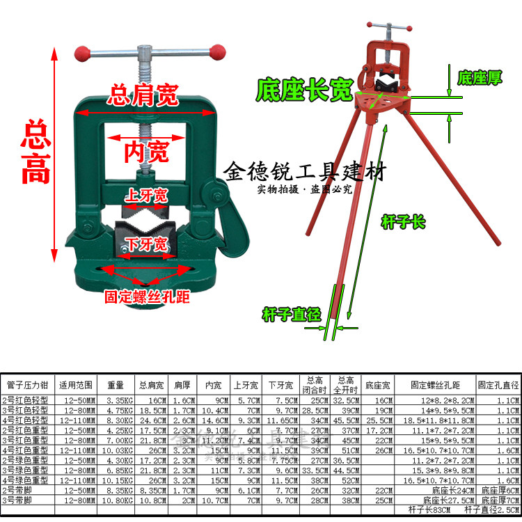 钢管台虎钳压力钳加重龙门钳固定水管卡管子台钳卡管子2号3号4号_虎窝淘