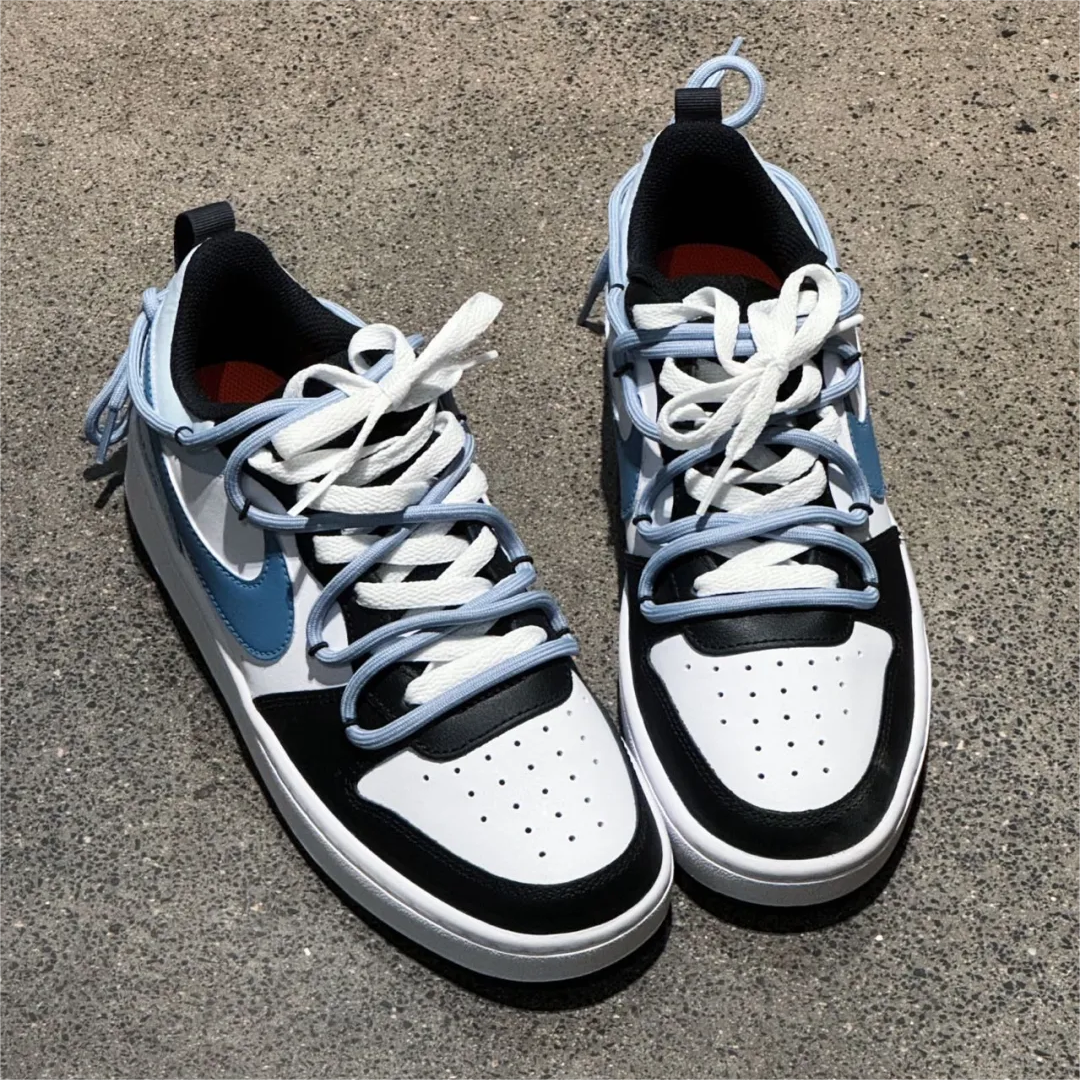 球鞋定制 Nike Court Borough Low 叙夏晚梦百搭白蓝低帮女款板鞋