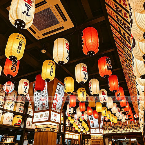 日式韩式红色PVC户外防水灯笼 寿司刺身料理拉面居酒屋装饰DIY - 图2