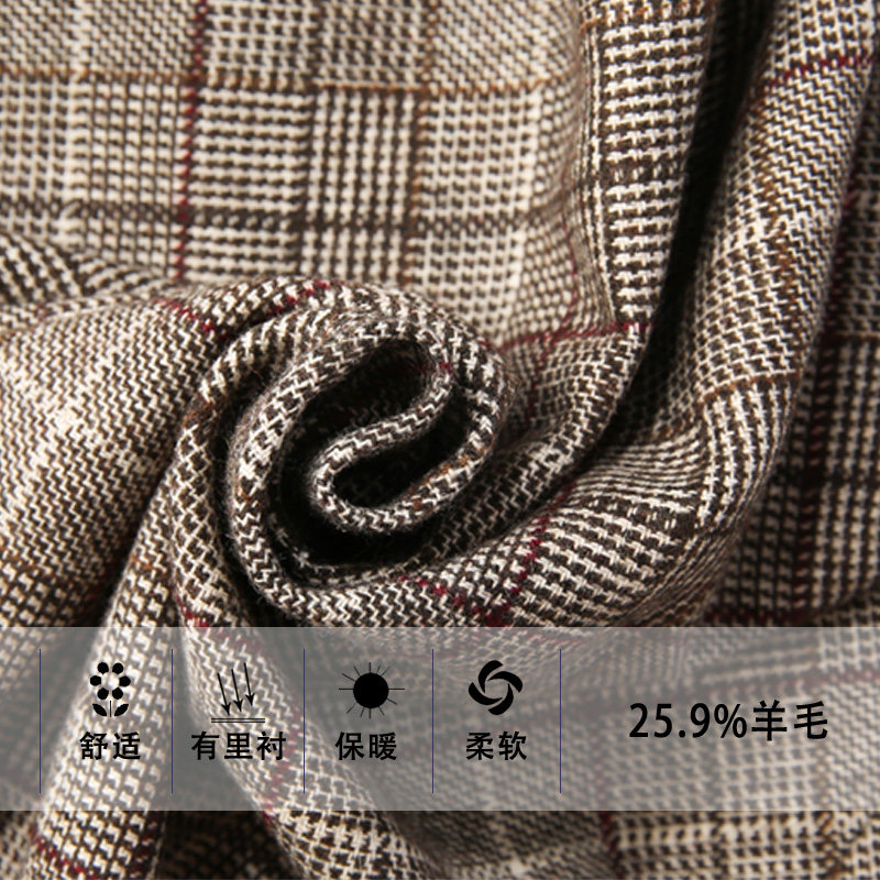 新款秋冬毛呢裙裤格子裤复古休闲裤 spireshow休闲裤