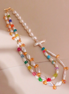 复古巴洛克珍珠时尚水晶双层项链