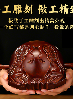 台湾实木木鱼老式家用紫檀木佛门寺院道家居士功得诵经法器小木鱼