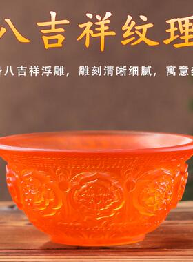 2025新款七彩透明琉璃供水碗玻璃莲花供碗八供斋饭碗供佛七供水碗