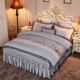 Embroidered cotton bed skirt four-piece set princess style bed set