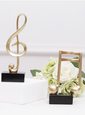 简约金色音符钢琴摆件音乐乐器装饰品舞蹈工作室家居书架琴房摆设
