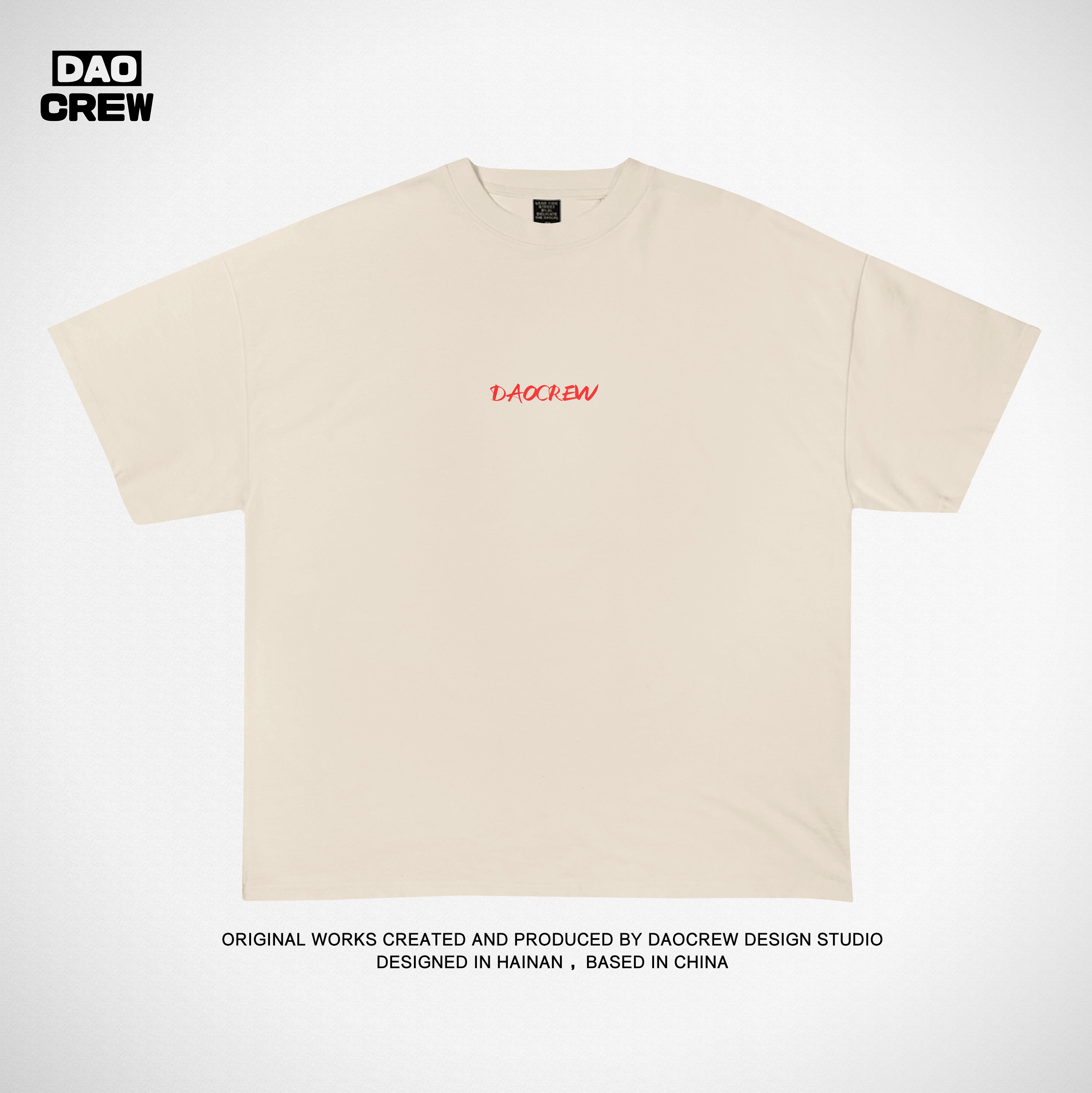 海南制造 DAOCrew 岛民潮牌黑白印花圆领短袖T恤 搞这种工 情侣装 - 图2