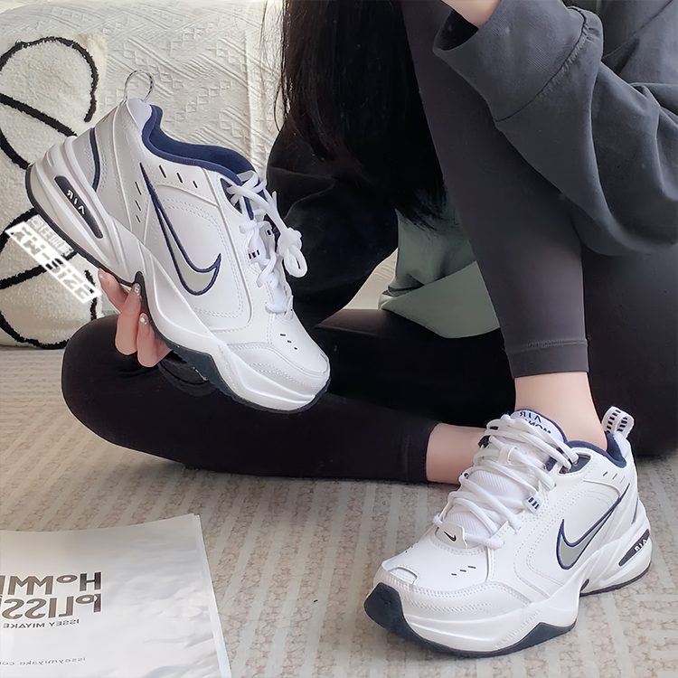 向往体育 Nike/耐克Air Monarch 4 男女白蓝复古老爹鞋415445-102 - 图0