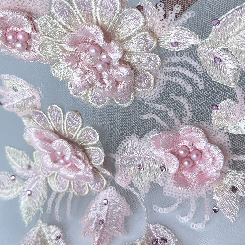 立体花朵亮片刺绣布贴钉珠补丁网纱蕾丝衣服裙装饰辅料手工缝DIY,淘宝优惠券,粉丝福利购,淘宝优惠卷