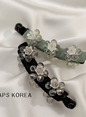 CAPS KOREA ｜手工串珠轻奢水晶后脑勺马尾固定神器香蕉夹竖发夹