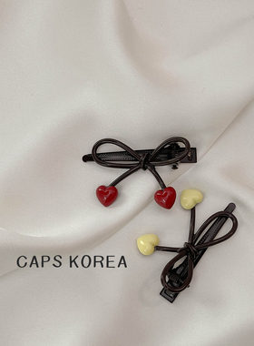 CAPS KOREA ｜奶油线条蝴蝶结鸭嘴夹侧边装饰碎发八字刘海发夹女