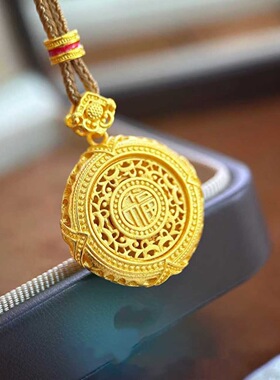 镀金古法金花丝生肖福字马罗盘本命年吊坠编织百搭夸张毛衣项链