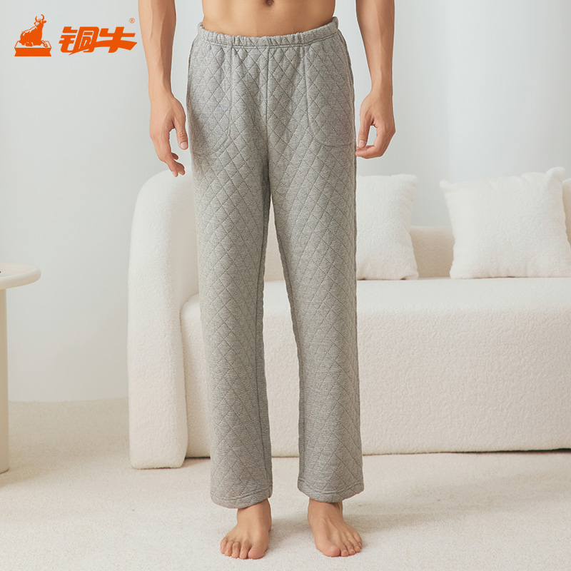 铜牛原液千鸟格暖棉家居男裤 秋冬裤子男保暖休闲NK176 - 图0