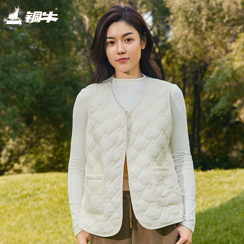 铜牛羊毛绗缝棉保暖女马甲 秋冬上衣女VS346,淘宝优惠券,粉丝福利购,淘宝优惠卷