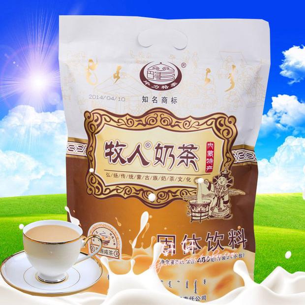 内蒙古特产 达茂旗毕力格泰正宗牧人奶茶咸味甜味480g 24小包 - 图0