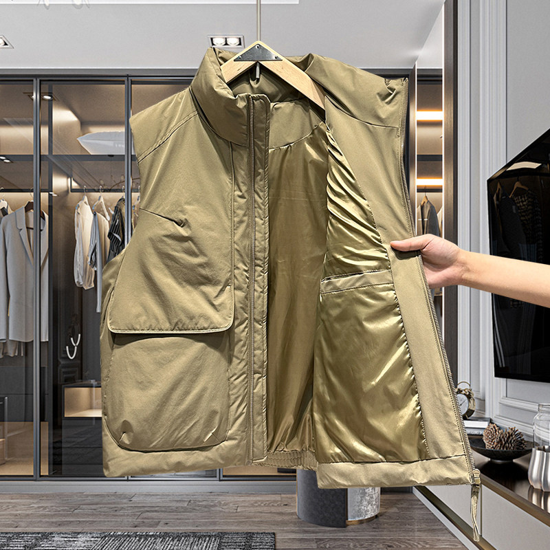 冬季新款男士羽绒马甲立领加厚情侣鸟家工装马夹休闲保暖坎肩外套,淘宝优惠券,粉丝福利购,淘宝优惠卷