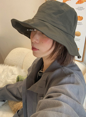 “经典纯色”渔夫帽遮阳帽子女防晒防紫外线大檐帽日系百搭太阳帽