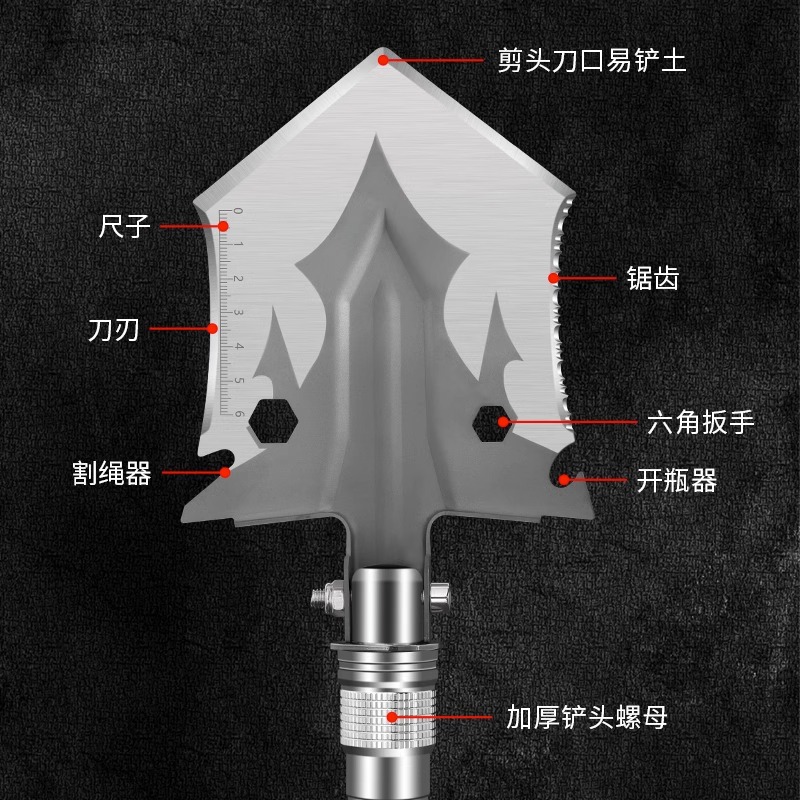 多功能工兵铲户外小铲子铁锹锰钢折叠车载工具套装坦克300兵工厂 - 图1