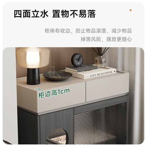 猫砂柜边几可移动喵星现代双层大容量带猫窝万向轮宠物用品猫厕所 - 图1