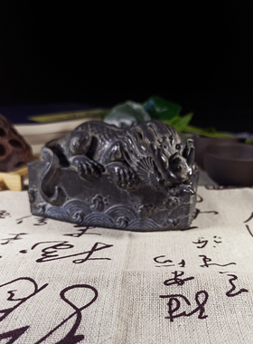 避水兽仿石家用茶室蚣蝮镇水兽摆件茶宠中式鱼塘水池微观造景装饰