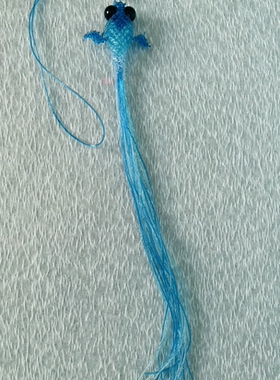 海洋风玻璃丝蓝金鱼挂件 纯手工10丝编织车载挂饰小众装饰品