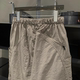 Summer Versatile Thin Breathable Woven Belt Checkpoint Straight Taper Pants Women's Elastic Waist Work Casual Pants K5185