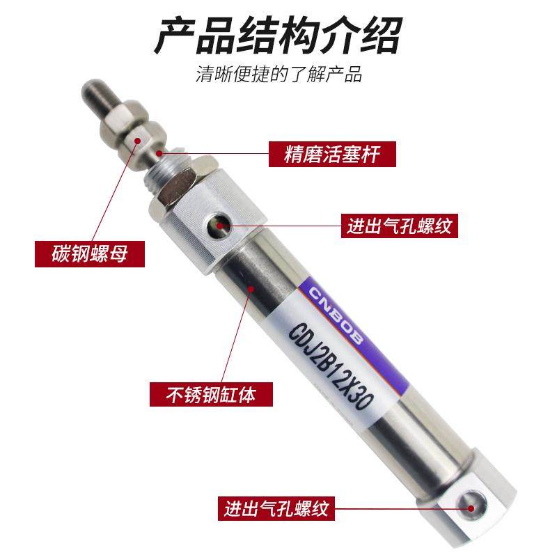 微型不锈钢迷你小型气缸CDJ2B笔型10*10/15/20/25/30/40/50/75-B,淘宝优惠券,粉丝福利购,淘宝优惠卷