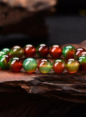 玛瑙石孔雀手链男女佛珠手串水晶手饰情侣款学生饰品10mm圆珠手饰