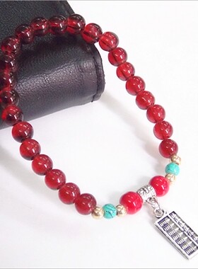 韩版算盘单圈百搭合金绿松石佛珠