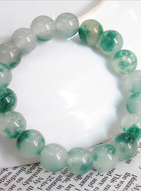 冰种飘绿水草玛瑙男女款手链