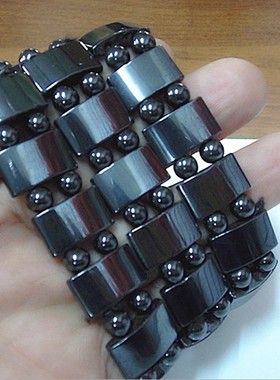 大号15mm半月磁手链 黑胆石手链 磁疗磁石磁铁磁胆手链