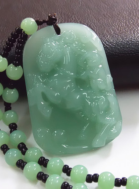 马上吊坠长款绿玉髓挂件毛衣链