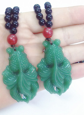 绿色玉髓长款手工民族风毛衣链