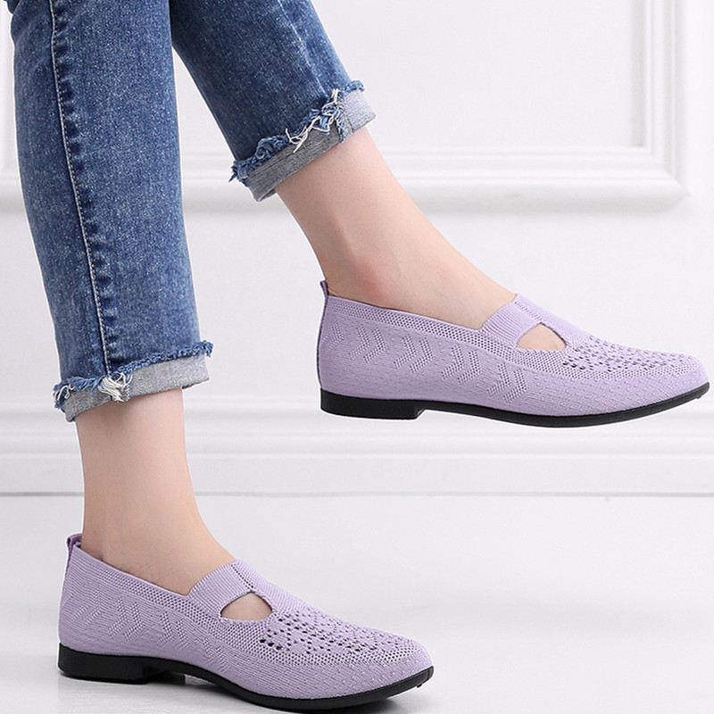 舒适透气软底中老年休闲女士飞织网布鞋妈妈鞋一脚蹬懒人鞋平底鞋,淘宝优惠券,粉丝福利购,淘宝优惠卷