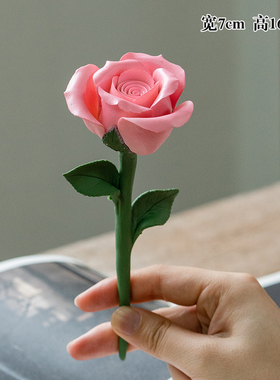 陶瓷中式桌面手工捏花花枝摆件