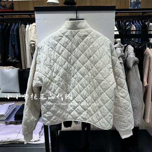 CK高级成衣系列正品 25春女士经典字母棒球领菱格棉服外套J224701 - 图2