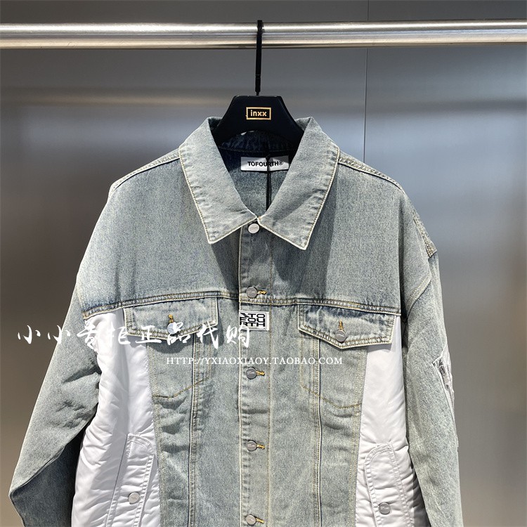 INXX TOFOURTH专柜正品 2023冬款男女拼接加棉牛仔外套TFD4149101 - 图0