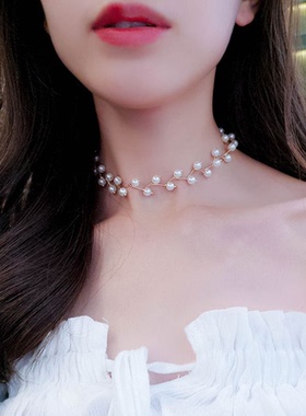 新款爆款高级感满钻港风项链女轻奢小众简约项圈脖颈链小众简约