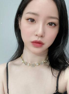 圆环系列复古高级轻奢锁骨链黑金