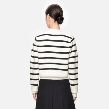 ລອຍນ້ໍາຫຼາຍສີ striped cardigan ສໍາລັບແມ່ຍິງ 2024 ພາກຮຽນ spring ຮູບແບບໃຫມ່ lazy style ຄໍ V ແຂນຍາວ knitted sweater