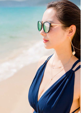 时髦感双层纯银长款韩版锁骨链