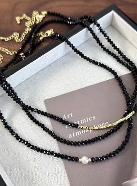 安可拉红色珍珠碎银子项链时尚气质轻奢锁骨链小众设计高级感颈链