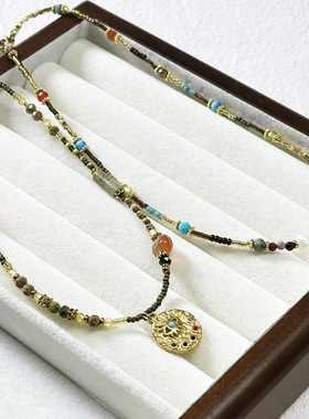 爆款淡水珍珠项链天然石玛瑙颈链高级感锁骨链恶魔之眼钛钢毛衣链