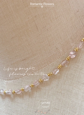 天然不规则摩根石糖豆锁骨链