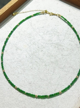 法式14k包金透辉石锁骨链女款