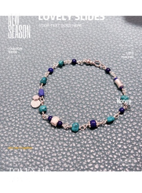 925银绕线天然青金石绿松石手链