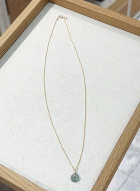 天然A货翡翠平安扣吊坠项链14k包金绕线18k镀金链条新中式简约女