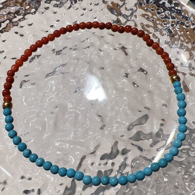 天然绿松石南红小米珠单圈手链