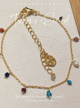 天然石多宝满天星手链14k包金