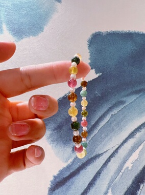 天然碧玺珍珠手链女款